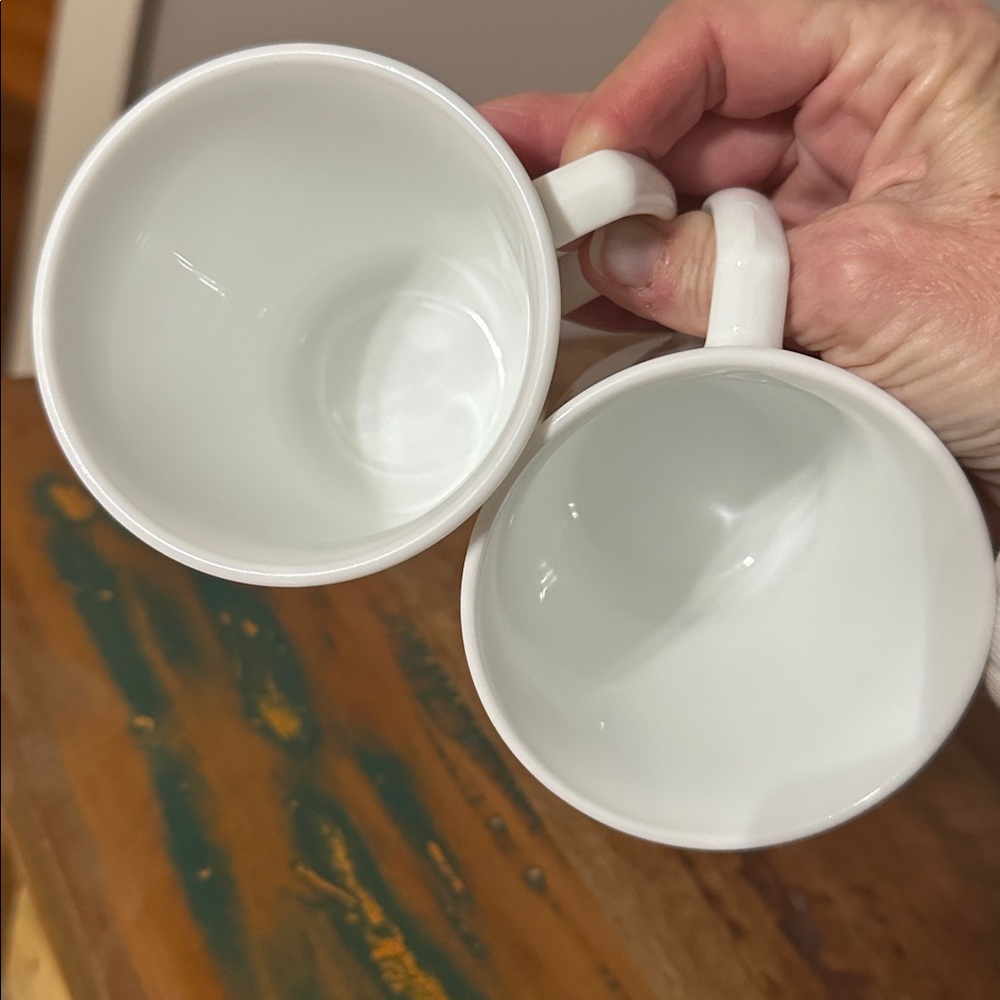 Vintage Corningware White Ceramic Mugs Set of 2 - Picture 3 of 4